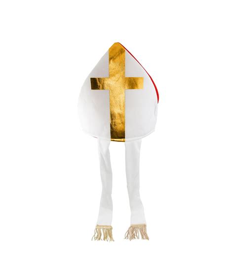 Unisex Adult Plush White Bishop Priest Pope Costume Hat Gold Etsy