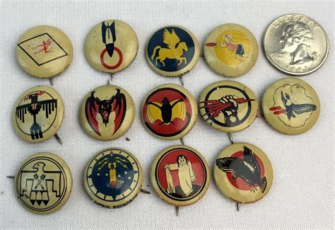 Lot Vintage Lot Of 13 Wwii Squadron Insignia Themed Kelloggs Pep