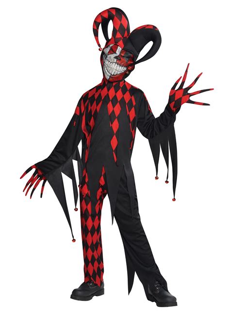 New Halloween Mens And Boys Krazed Jester Costume Evil Clown