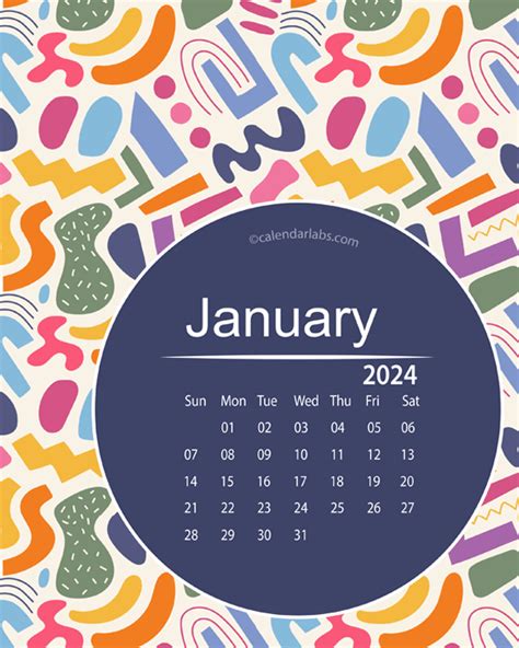 2024 Abstract Colorful Pattern Calendar Free Printable Templates