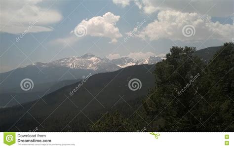 Snow Capped Mountain In Colorado Stock Photo Image Of Bushes