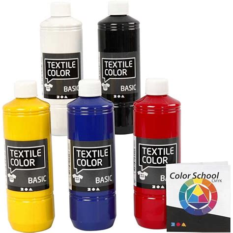 Textile Color Paint Primary Colours 500 Ml 5 Bottle 34156