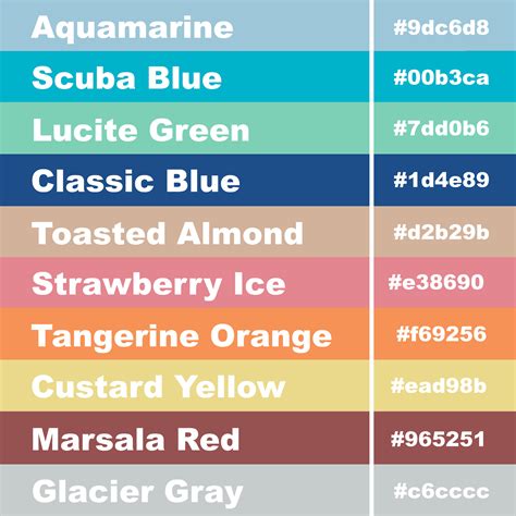 Girly Business Cards: Hex Code Pantone Color Palette For Spring 2015 ...
