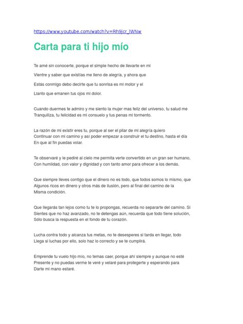 Carta De Una Madre A Su Hijo Pdf