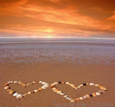 Hajo Strand Meer Urlaub Liebe Herz Herzen Symbol Kunstdruck Glasbild Sonnenuntergang