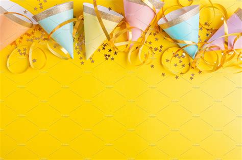 Birthday Party Background On Yellow Featuring Birthday Background And