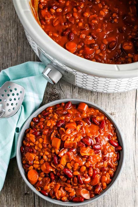 Easy Crockpot Baked Beans With Bacon Adventures Of Mel