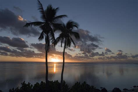 Sunset In The Cook Islands In The South Pacific Stock Photo Image Of