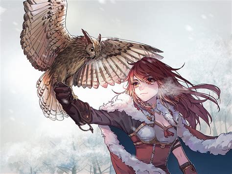 Anime Original Girl Owl Hd Wallpaper Peakpx