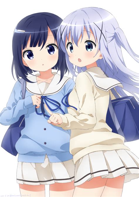 Safebooru 2girls O Bag Bangs Blue Eyes Blue Hair Blue Ribbon Blue