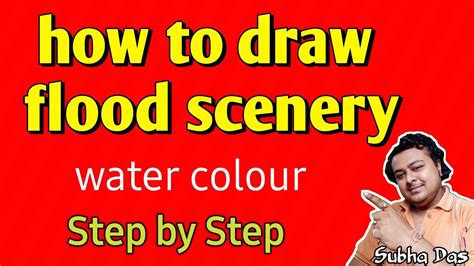 How To Draw Flood Scenery Flood Scenery Drawing Step By Step Youtube