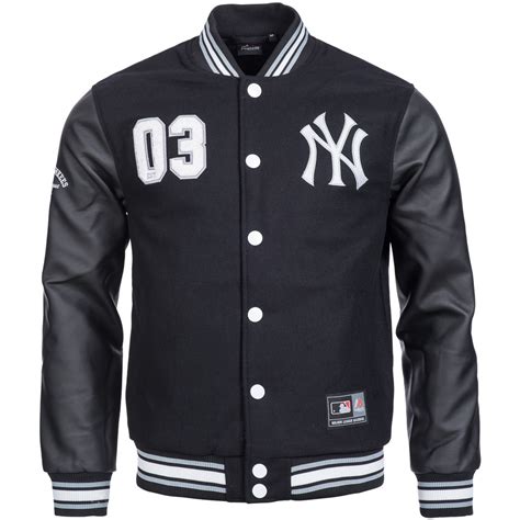 Supreme x new york yankees baseball hooded jacket in blue. NEW York Yankees Majestic MLB Senger Letterman jacket ...