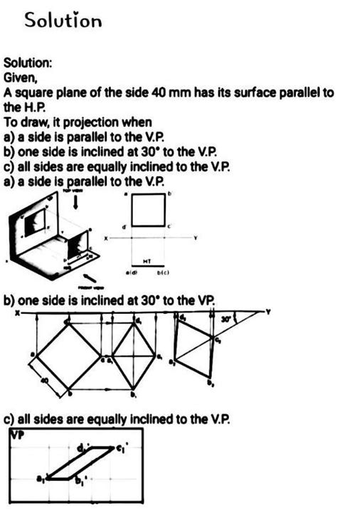 A Square Abcd Of 40 Mm Side Has A Corner On The Hp And 30 Mm In Front