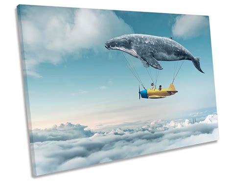 Surreal Whale Hot Air Balloon Canvas Wall Art Picture Print Etsy Uk