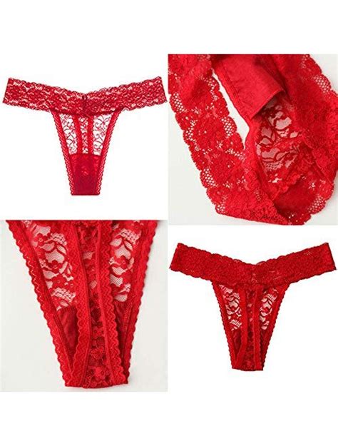 Buy Zborh Womens Sexy Lace Cheeky Thong Underwear Nylon Hipster See Through Panties Pack Of 5