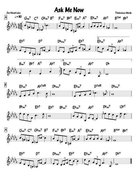 Please copy and paste this embed script to where you want to embed. Ask Me Now sheet music for Organ download free in PDF or MIDI