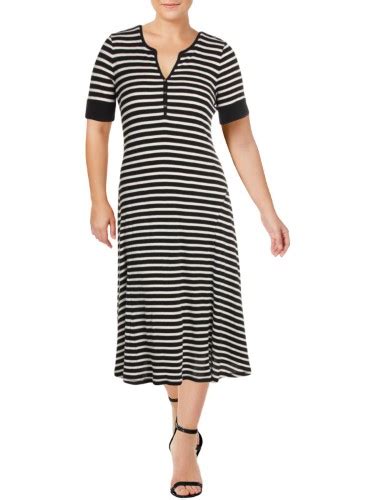 Lauren Ralph Lauren Womens Striped Midi Shirtdress