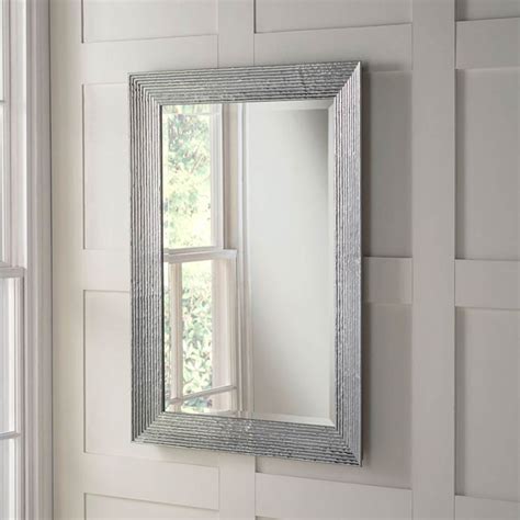 Bevelled Silver Rectangular Wall Mirror Decor Homesdirect365