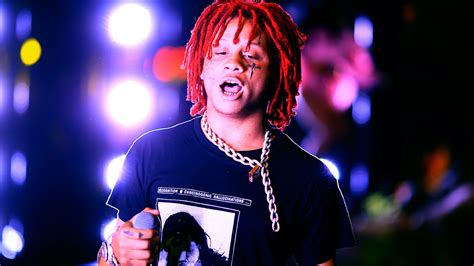 Red Braided Hair Trippie Redd Is Standing In Colorful Lights Background Wearing Black T Shirt Hd