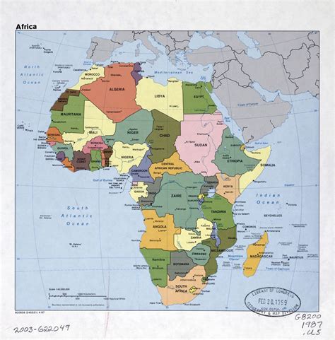 Gran Detalle Mapa Político De África Con Las Marcas De Capitales Grandes Ciudades Y Los Nombres