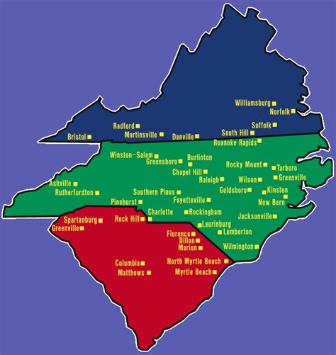 Map Of Virginia And North Carolina Virginia Map