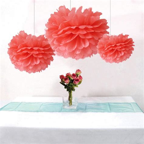 Bulk 12pcs Coral Party Wedding Decoration Diy Tissue Paper Flower Pom