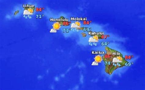 Hawaii Weather Forecast Hawaiian Islands Weather Map Hawaii Visitor