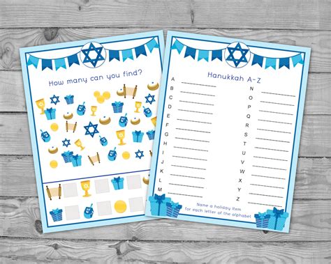 Printable Hanukkah Game Pack Party Games Chanukah Printable Etsy