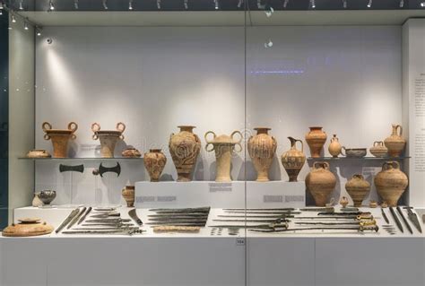 Showcase Of Artifacts In The Archaeological Museum In Heraklion Crete
