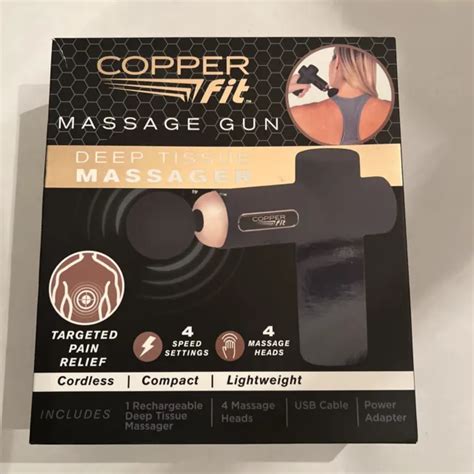 Copper Fit Percussion Massage Gun W 4 Attachments Cordless Rechargeable 2800 Picclick