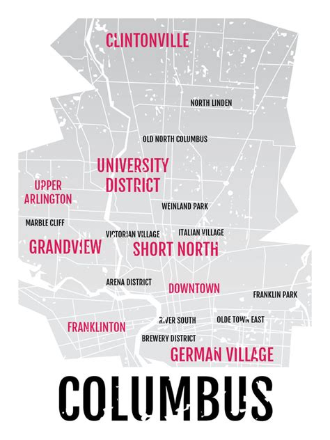 Columbus Ohio Neighborhood City Map Sproutjam