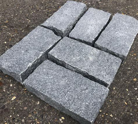 Blue Grey Granite Cobbles Setts Cropped 200x100x50 Stone Paving Direct