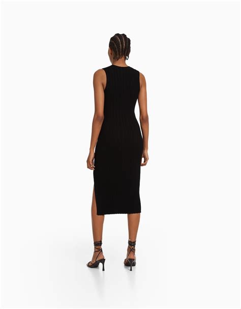 Sleeveless Knit Midi Dress Women Bershka