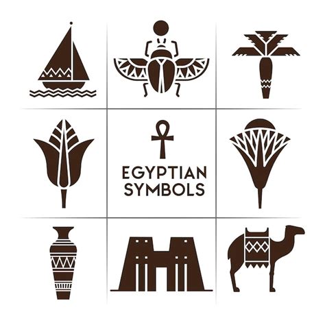 Egyptische Symbolen Faraonische Symbolen Premium Vector