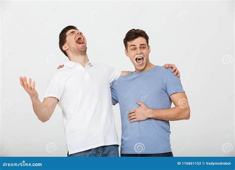 Portrait Of Two Happy Young Men Laughing Stock Photo Image Of Person