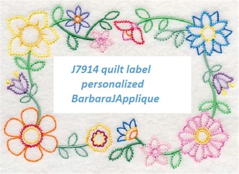 Vintage Blooming Block Party Quilt Label Machine Embroidered Etsy