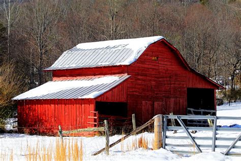 Red Barn In Snow Photograph By Carol Montoya Fine Art America