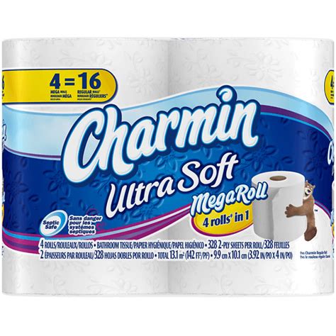 Charmin Ultra Soft 2 Ply Mega Toilet Paper Rolls 4 Ct Pack Toilet