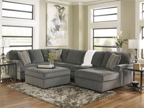This modern sectional sofa adds elegance to this living room. SOLE-OVERSIZED MODERN GRAY FABRIC SOFA COUCH SECTIONAL SET ...