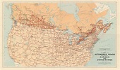 Map Indicating Main Automobile Roads Between Canada and United States ...