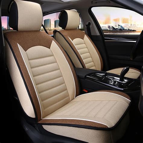 9pcs universal car seat covers soft breathable linen fabric automoblies car seat cushion set