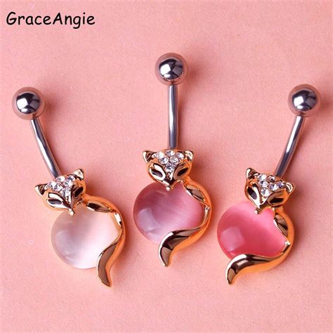 Graceangie Sex Body Jewelry Navel Bell Button Rings Fox Shape Piercing Navel Ring 316l Surgical
