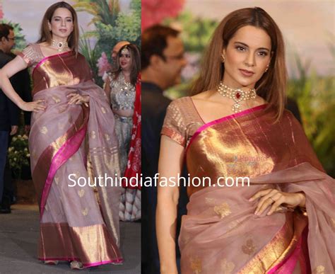 12 stunning silk saree looks of kangana ranaut saree saree look peach color saree