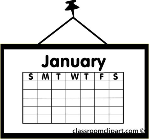 Calendar Clipart Calendarjanuaryoutline Classroom Clipart
