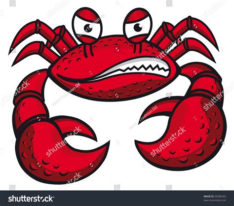 Angry Crab Claws Cartoon Style Mascot Stock Vector Royalty Free