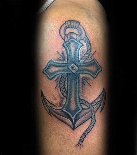 40 Anchor Cross Tattoo Designs For Men Religious Ink Ideas