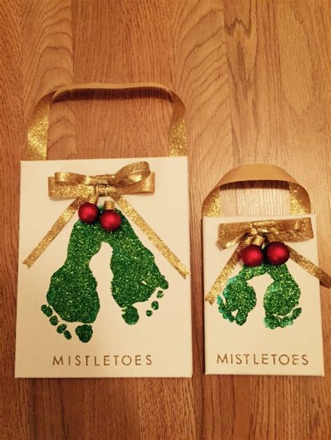 Mistletoes Footprint Canvas Christmas Kids Craft Christmas Crafts