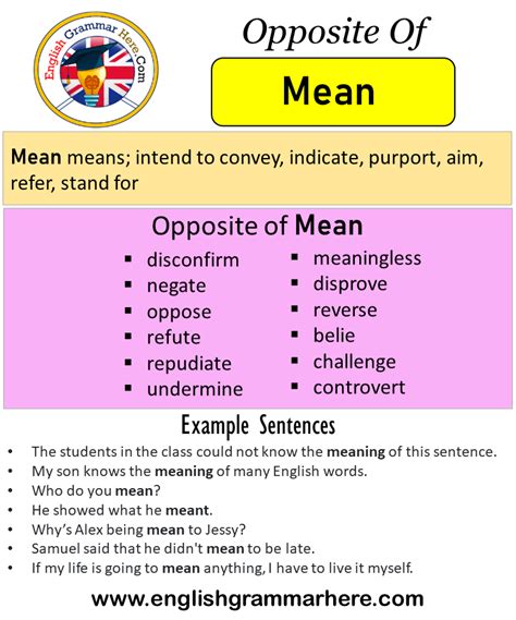 Opposite Of Mean Antonyms Of Mean Meaning And Example Sentences