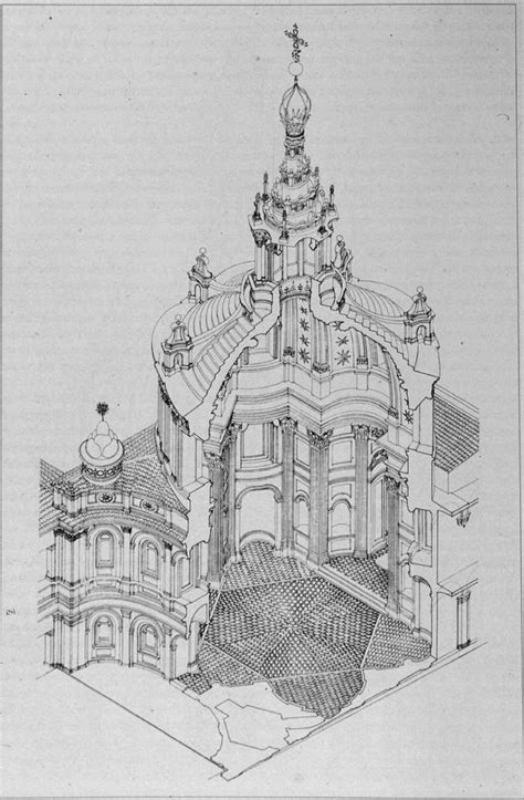 Italian Baroque Architecture Borromini Axonometric Drawing Of Sant