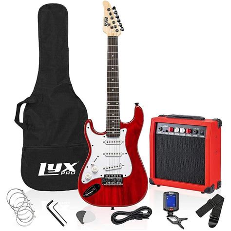 Lyxpro 36” Left Hand Electric Guitar Beginner Kit Red Guitar For